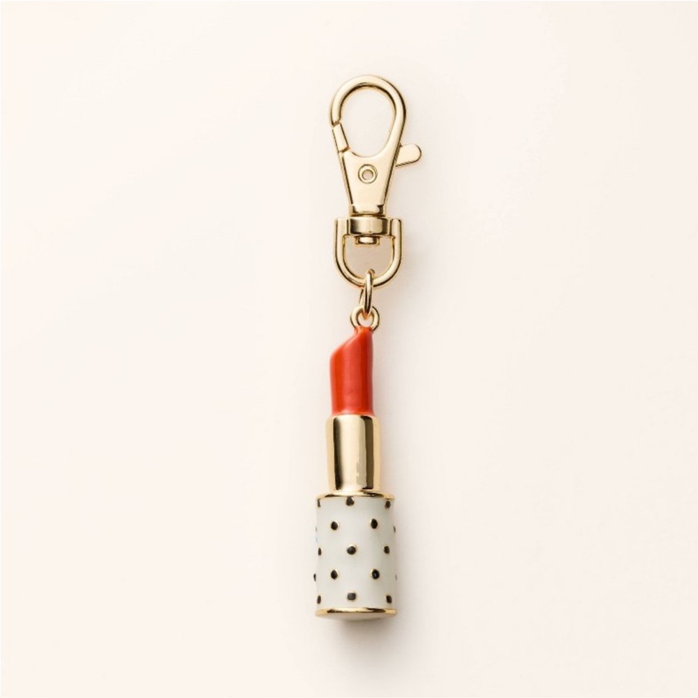 kate spade x Target Gold and Red Lipstick bag charm